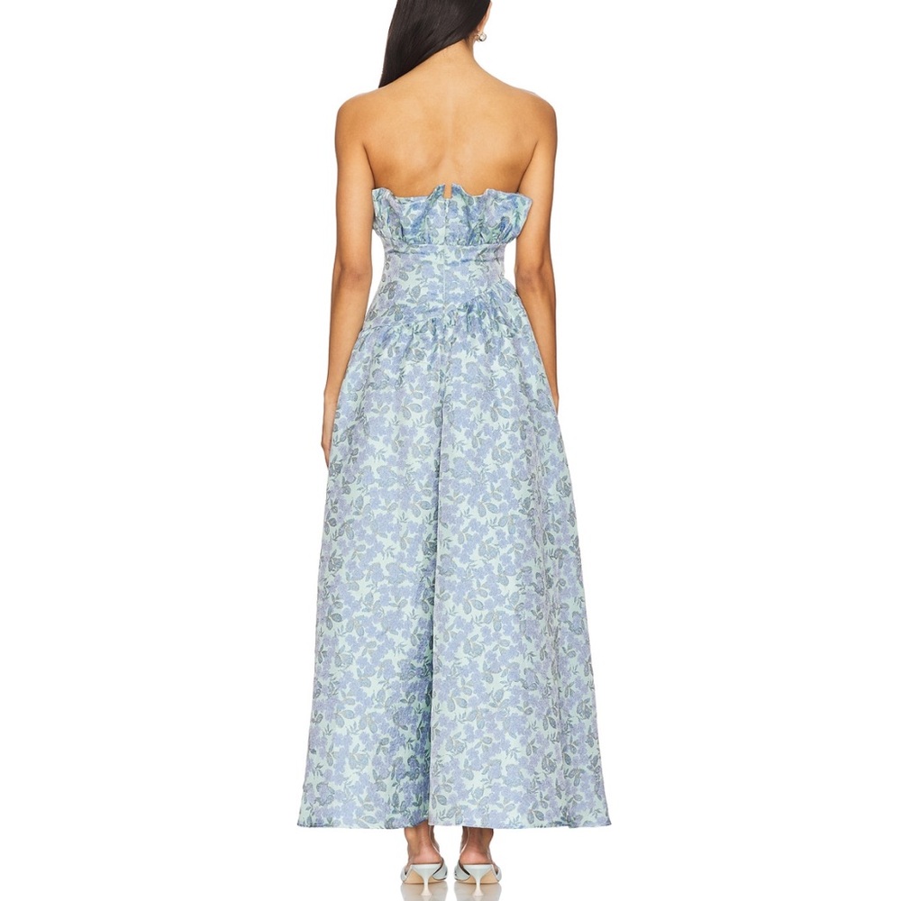 ELLIATT × REVOLVE Jacquard Asymmetric Gown in Blue Floral size XS - Picture 4 of 4